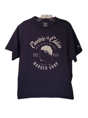 Electric Eddie's Barber Shop Seattle, WA T-Shirt, Unisex, Blue, Size Medium